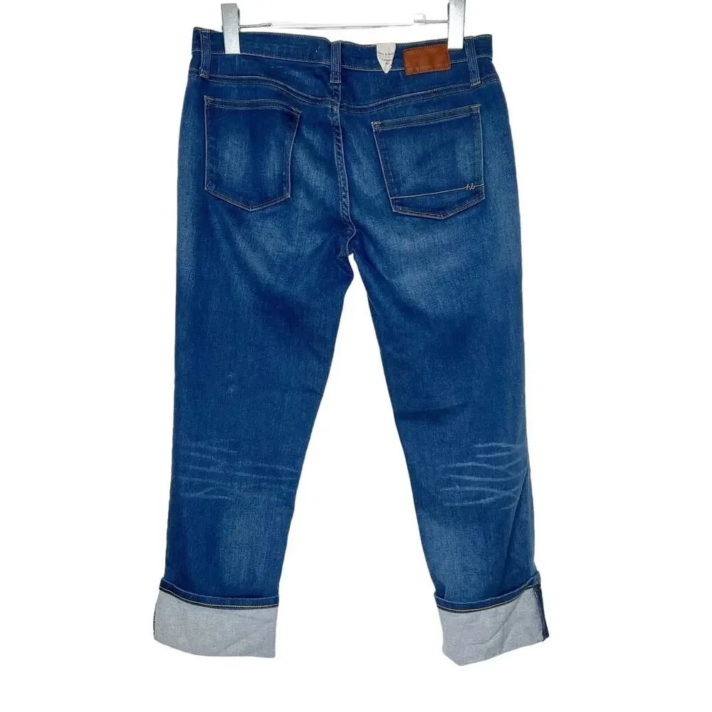 HENRY & BELLE Ideal Crop Skinny Jeans Cuffed Mid Rise Medium Wash Denim Size 31